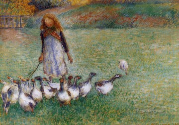 Camille Pissarro Painting - niña ganso 1886 Camille Pissarro